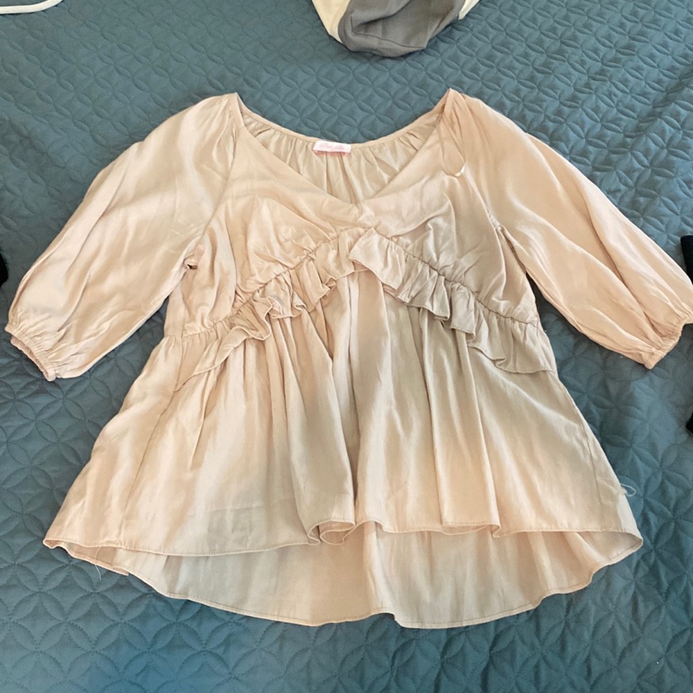 Pink Lily, Beige, Flowy Top
